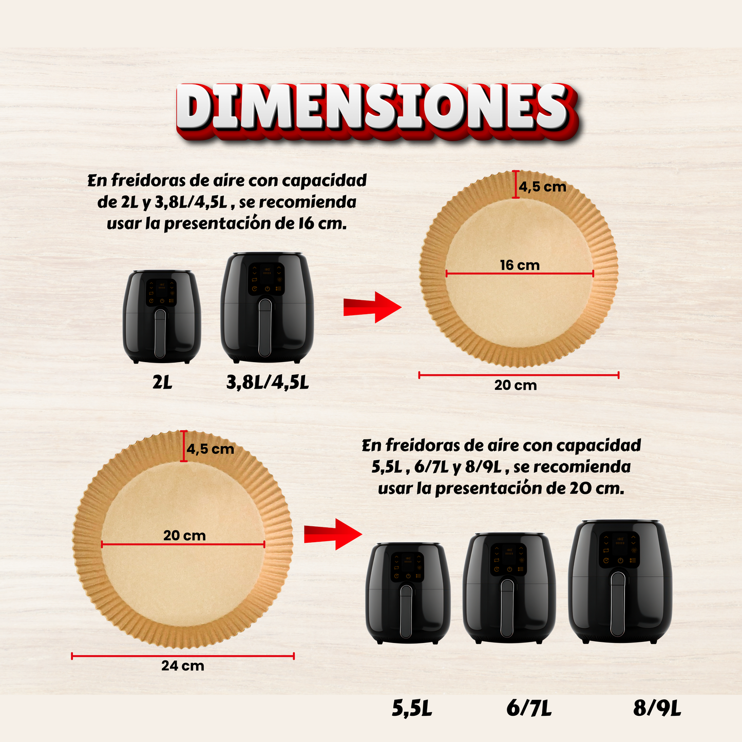 16-20cm | Papel para Air Fryer | Redondo