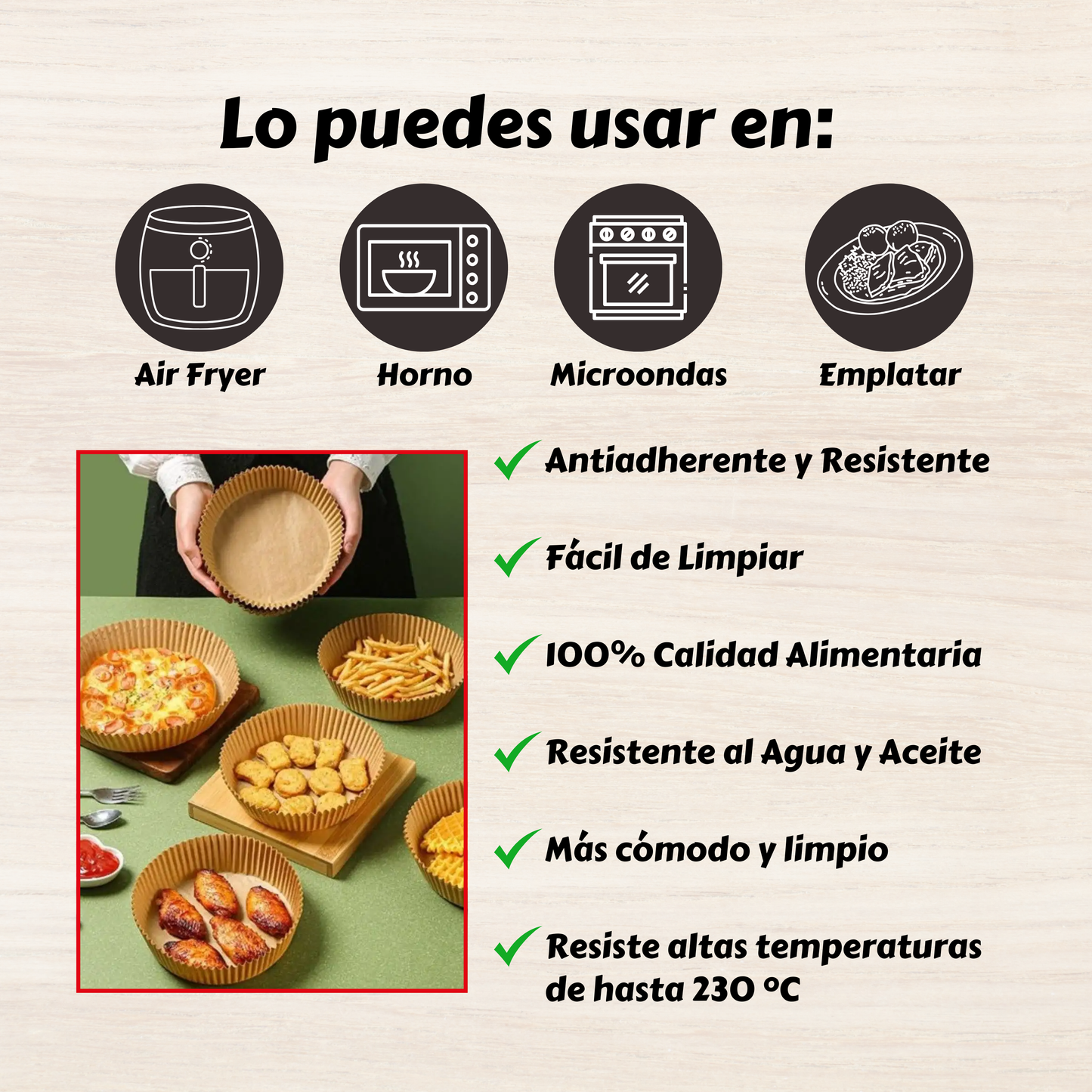 16-20cm | Papel para Air Fryer | Redondo