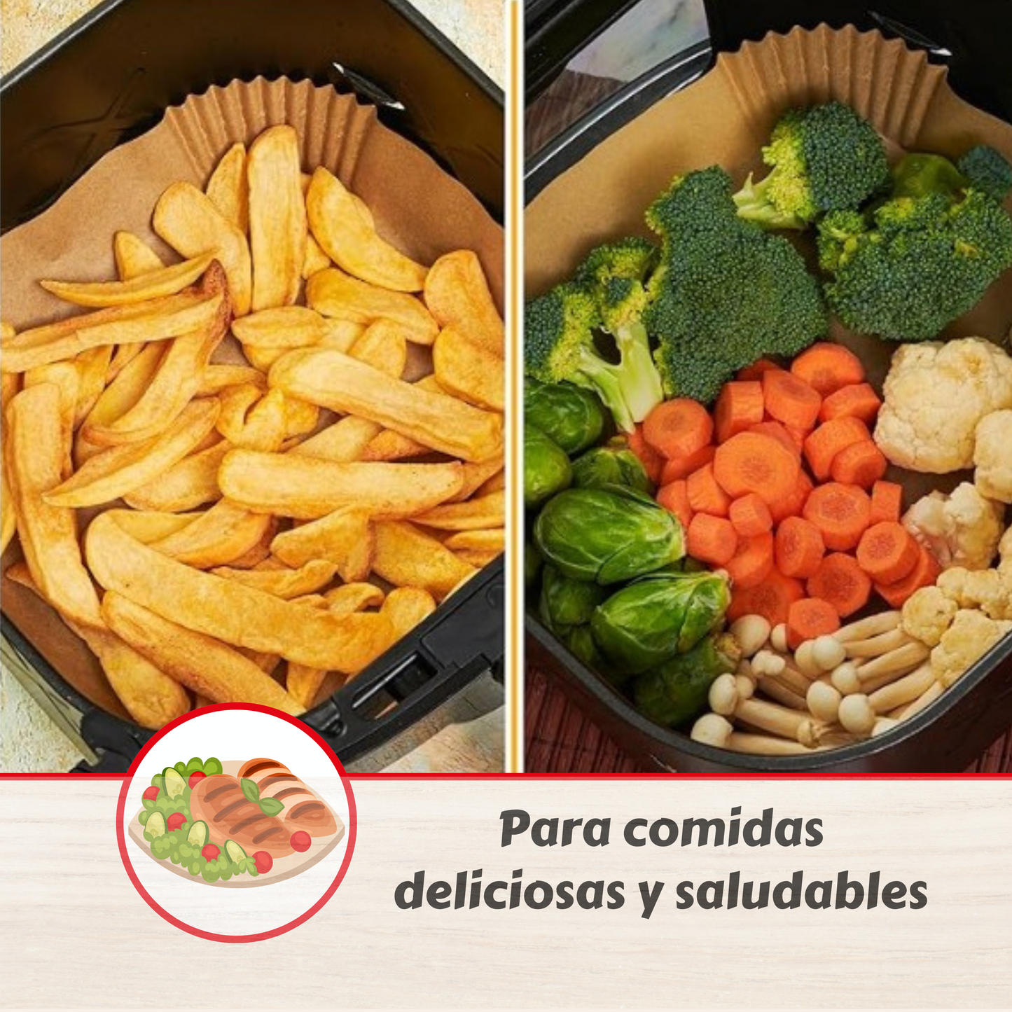 16-20cm | Papel para Air Fryer | Cuadrado