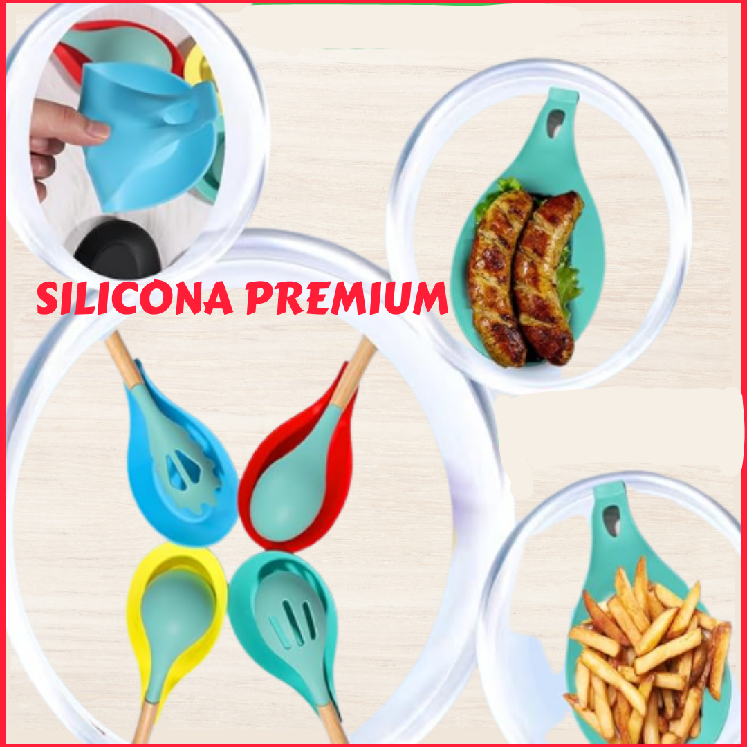 3 Unidades de Posacuchara de Silicona para Cocina | 20 cm