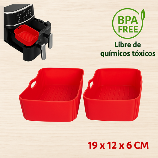 2 Unidades | Molde Silicona Rectangular para Air Fryer