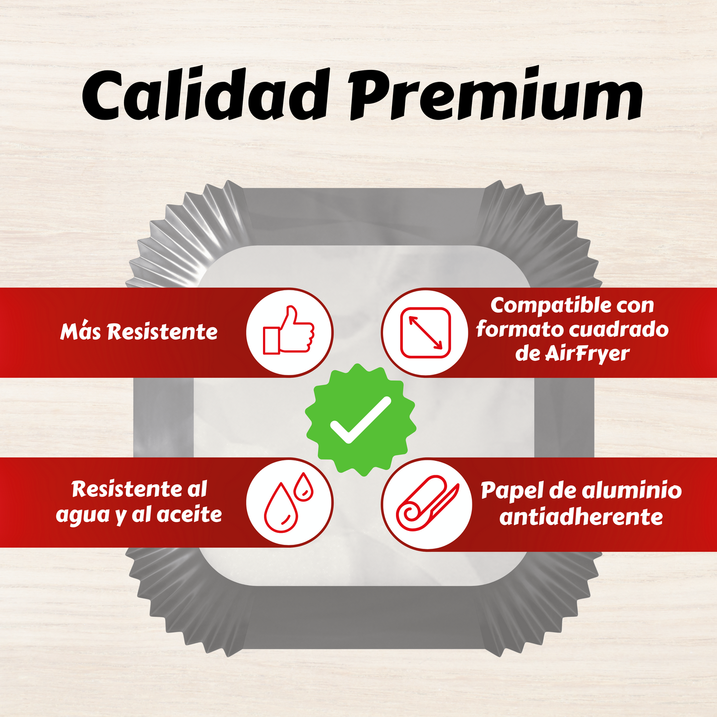 Papel de Aluminio para Air Fryer | Cuadrado